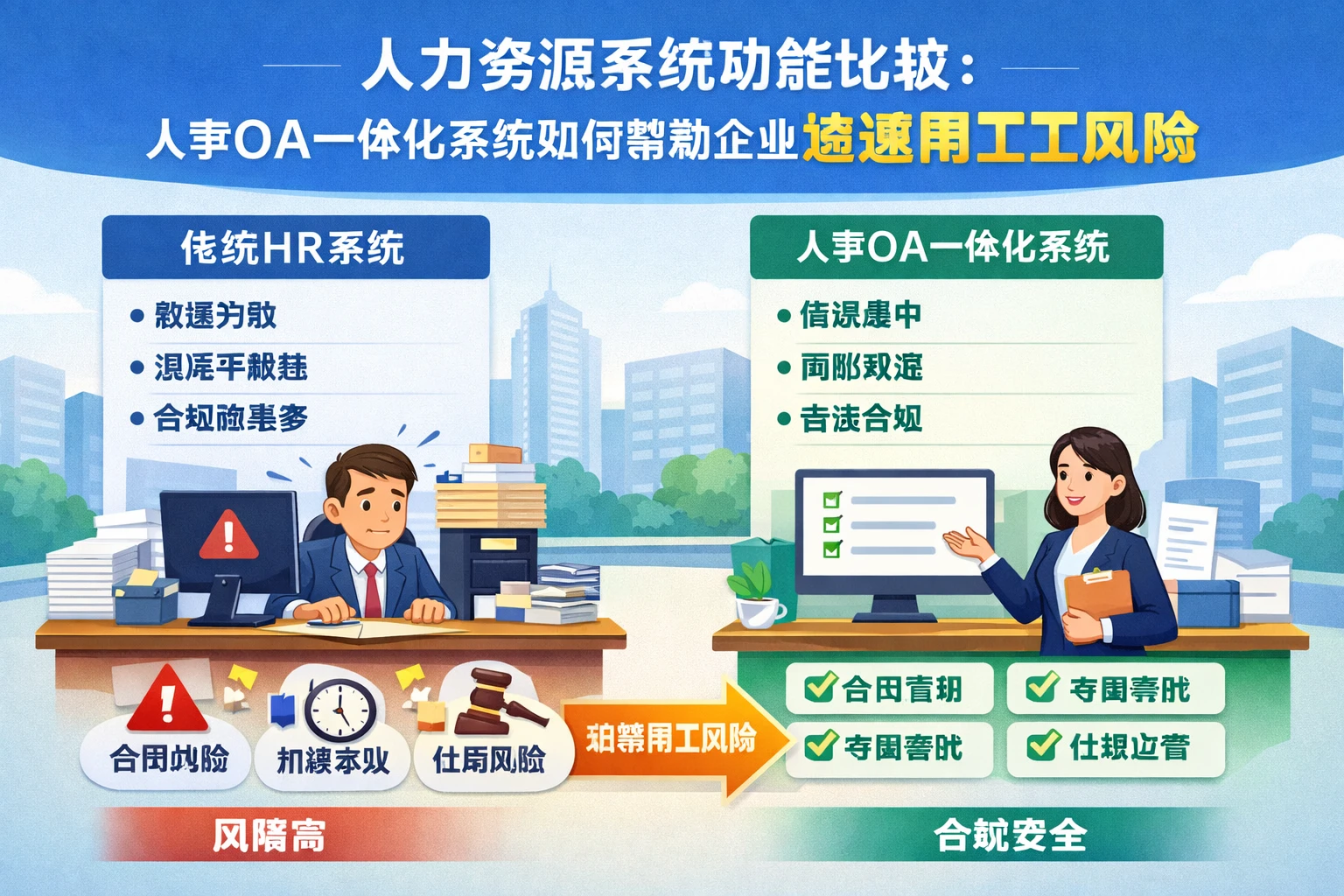 人力资源系统功能比较：人事OA一体化系统如何帮助企业规避用工风险