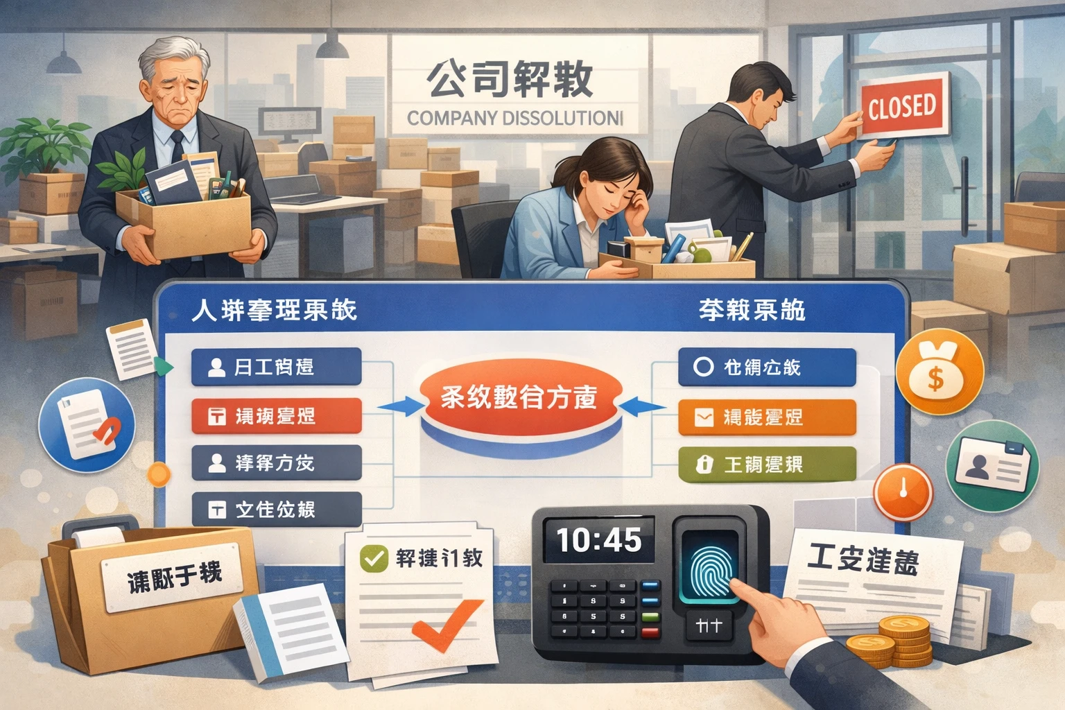 中小企业人事管理系统在公司解散场景下的关键应用与考勤系统整合方案