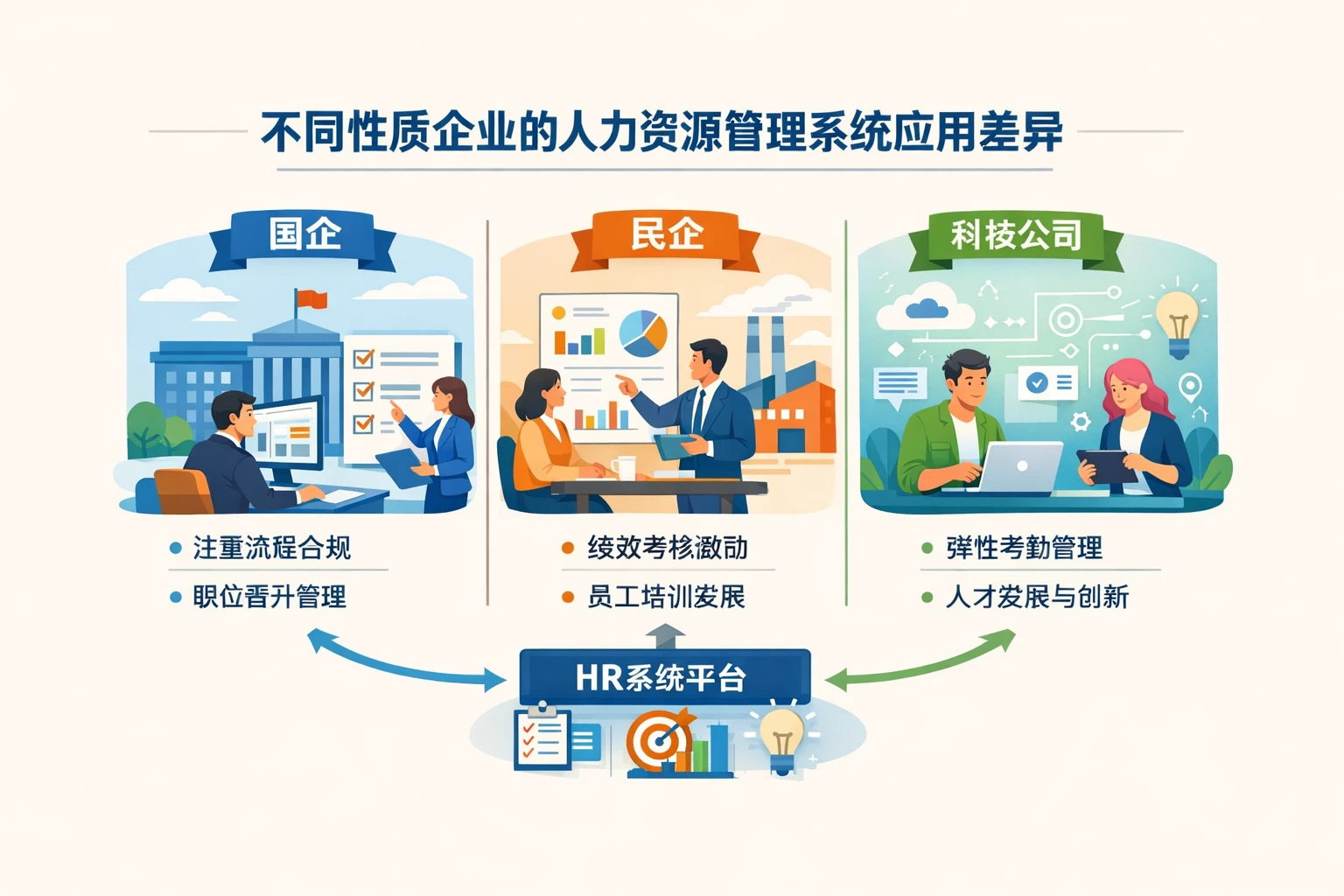不同性质企业的人力资源管理系统应用差异