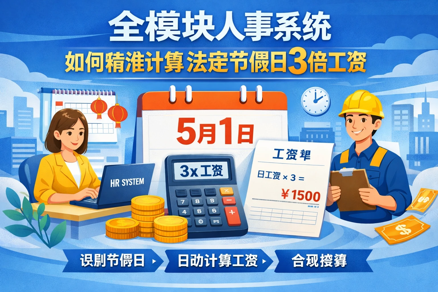 全模块人事系统如何精准计算法定节假日3倍工资