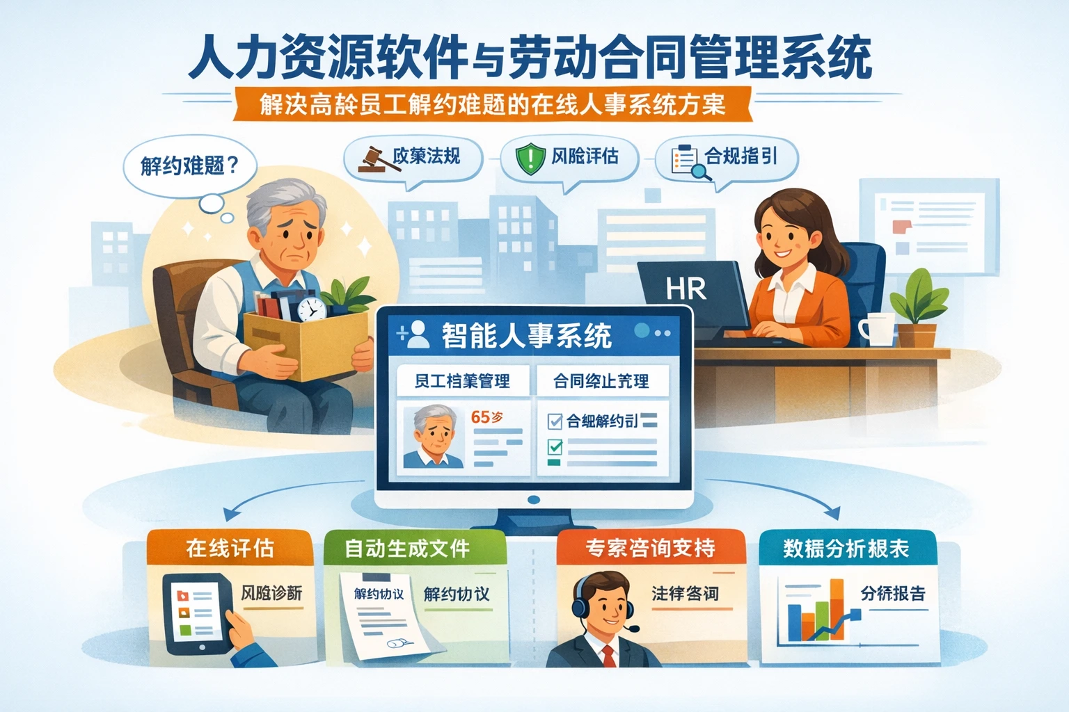 人力资源软件与劳动合同管理系统:解决高龄员工解约难题的在线人事系统方案