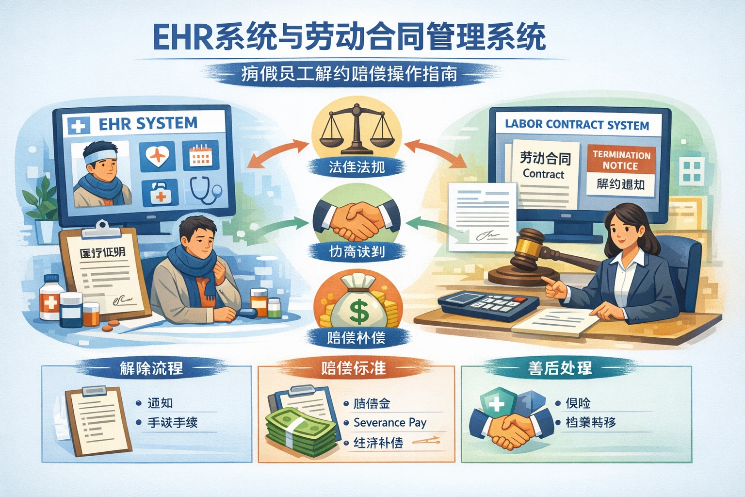 EHR系统与劳动合同管理系统：病假员工解约赔偿操作指南