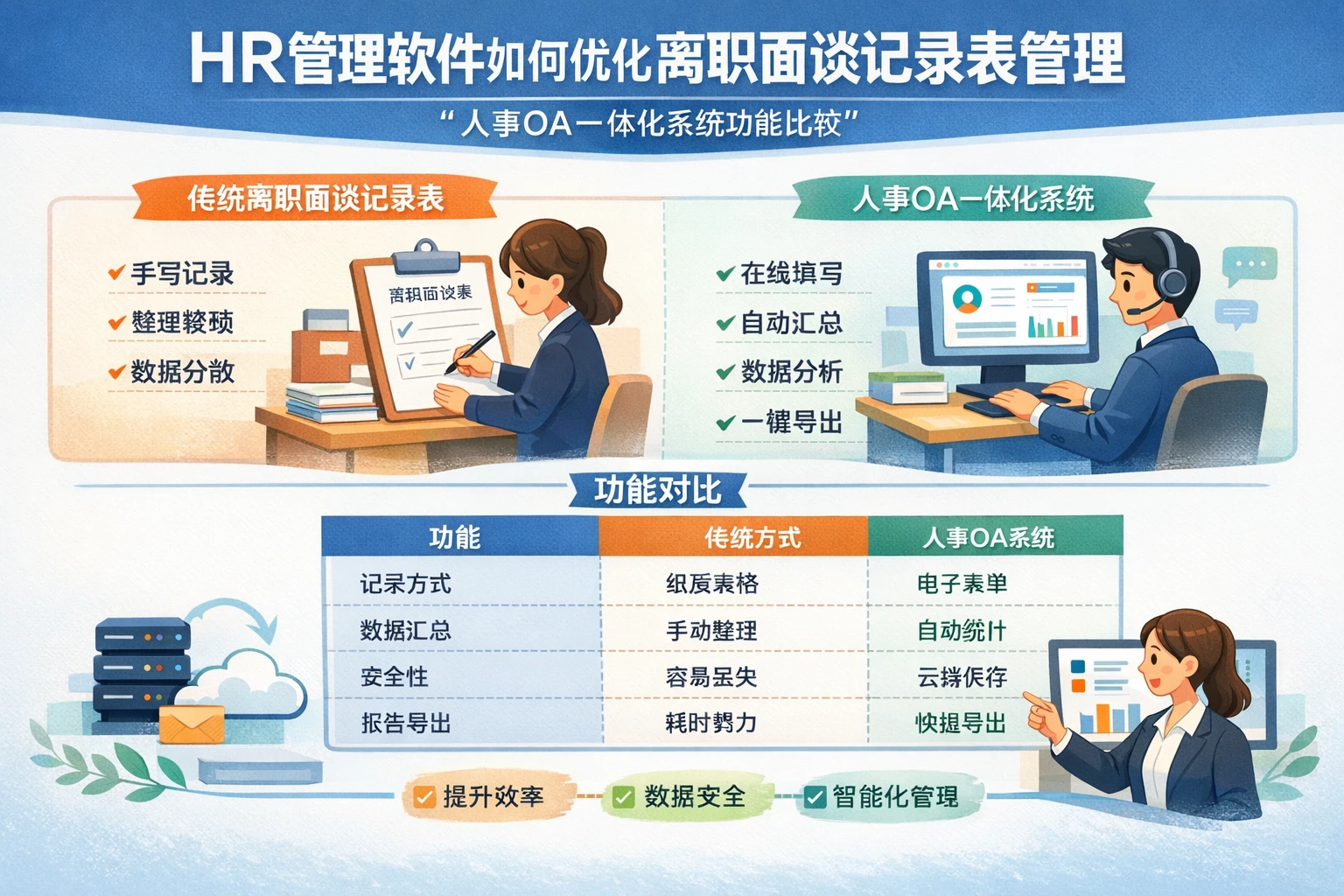HR管理软件如何优化离职面谈记录表管理——人事OA一体化系统功能比较
