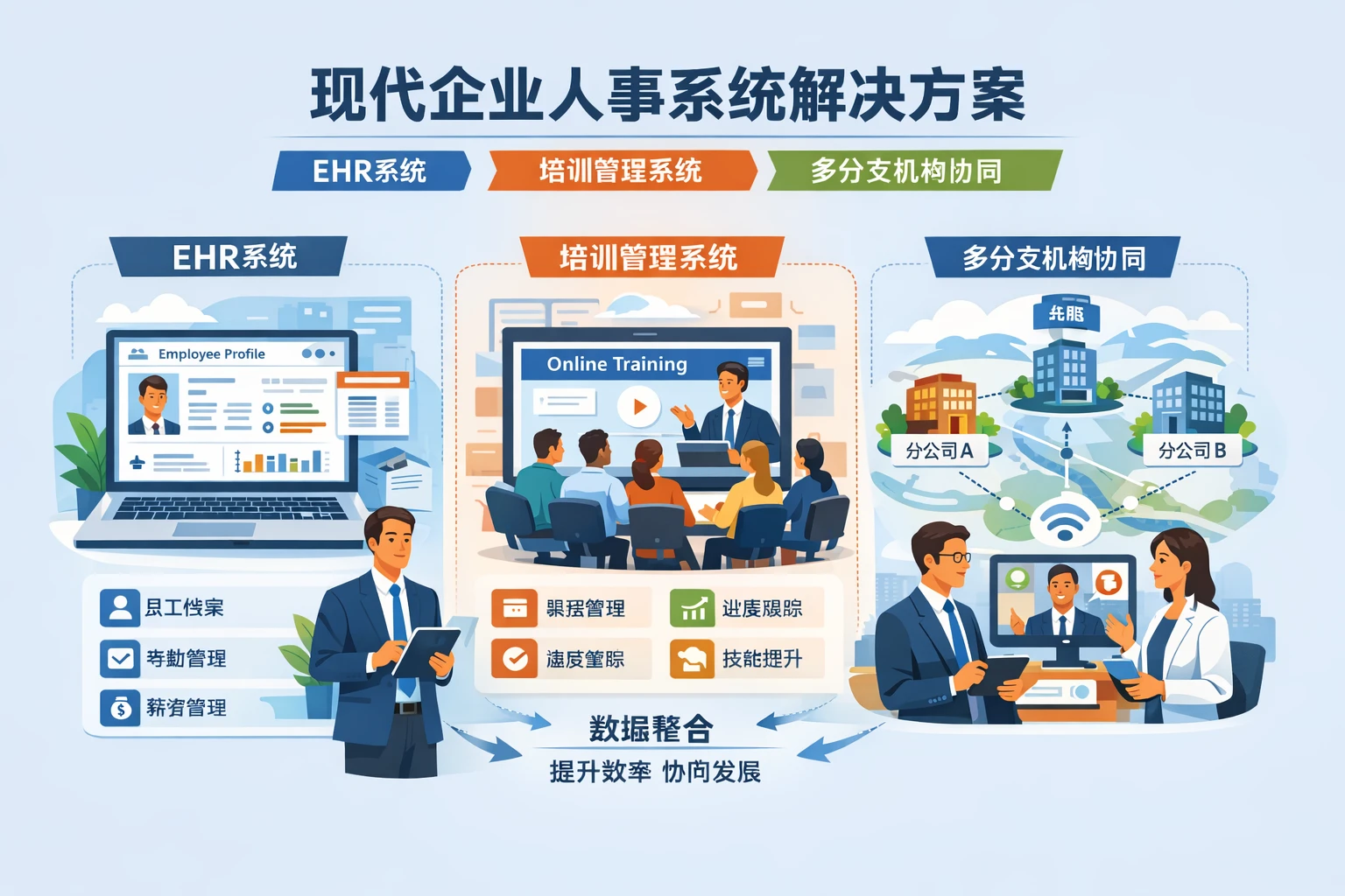 现代企业人事系统解决方案：EHR系统、培训管理系统与多分支机构协同
