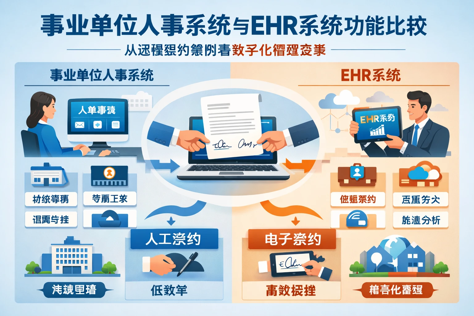 事业单位人事系统与EHR系统功能比较：从远程签约案例看数字化管理变革