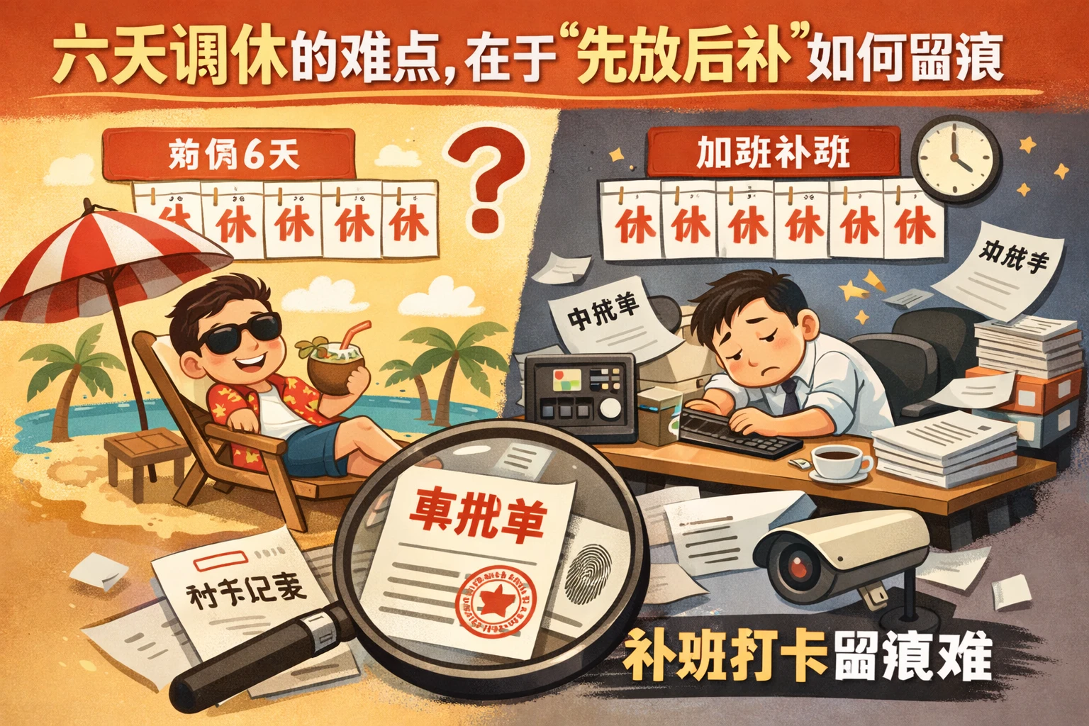 六天调休的难点，在于“先放后补”如何留痕