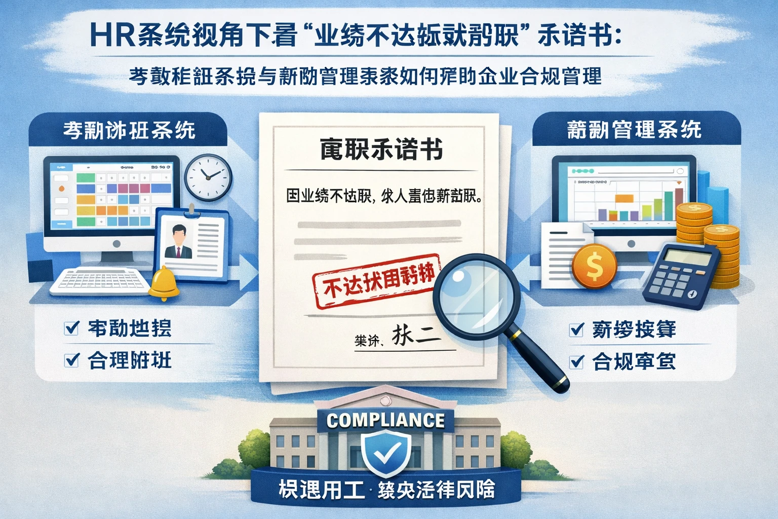 HR系统视角下看“业绩不达标就辞职”承诺书：考勤排班系统与薪酬管理系统如何帮助企业合规管理