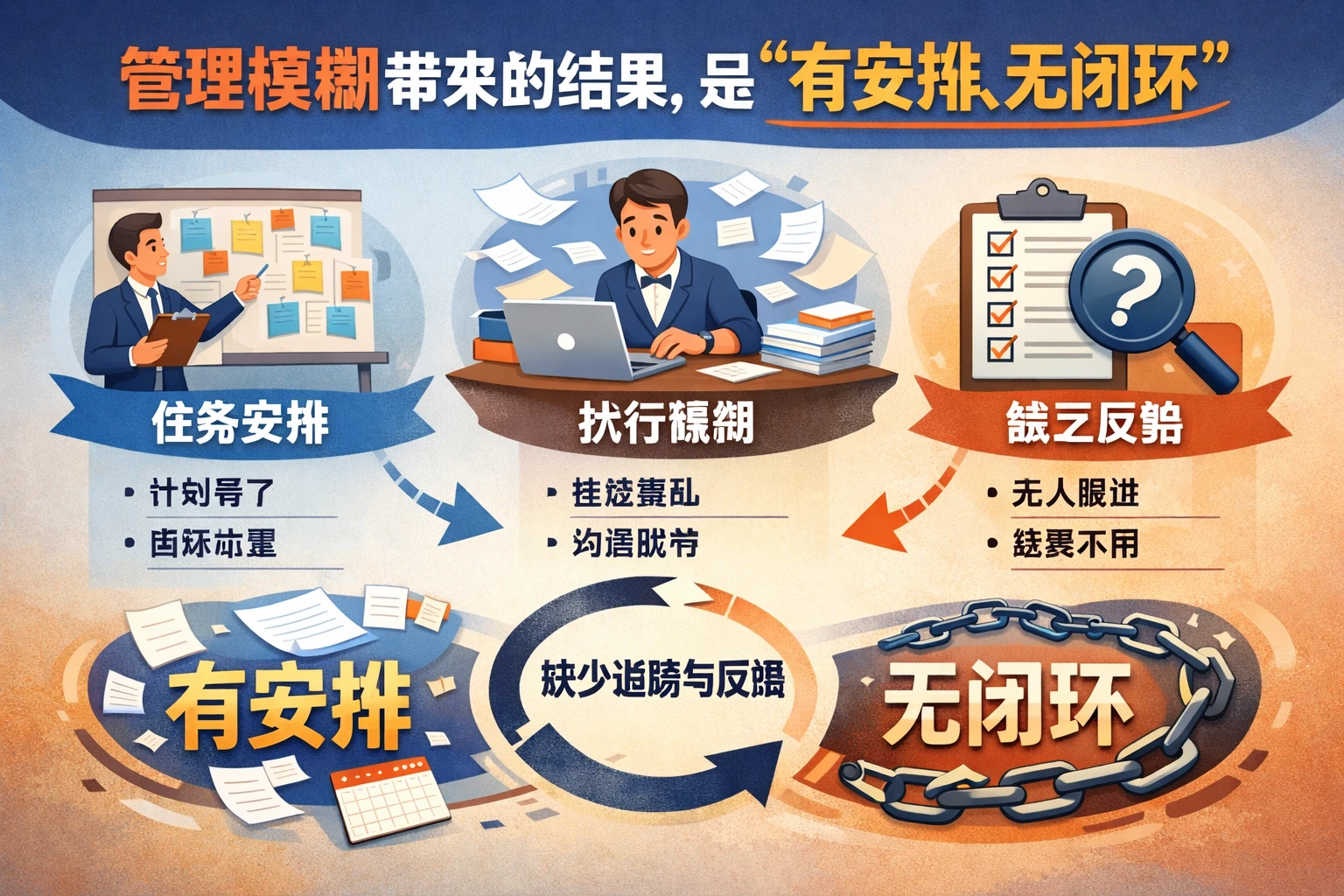 管理模糊带来的结果，是“有安排、无闭环”