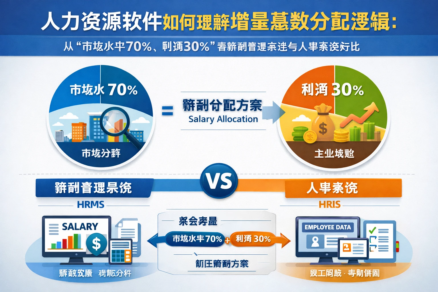 人力资源软件如何理解增量基数分配逻辑:从“市场水平70%、利润30%”看薪酬管理系统与人事系统对比