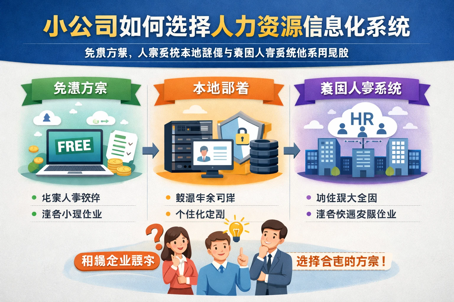 小公司如何选择人力资源信息化系统:免费方案、人事系统本地部署与集团人事系统的实用思路