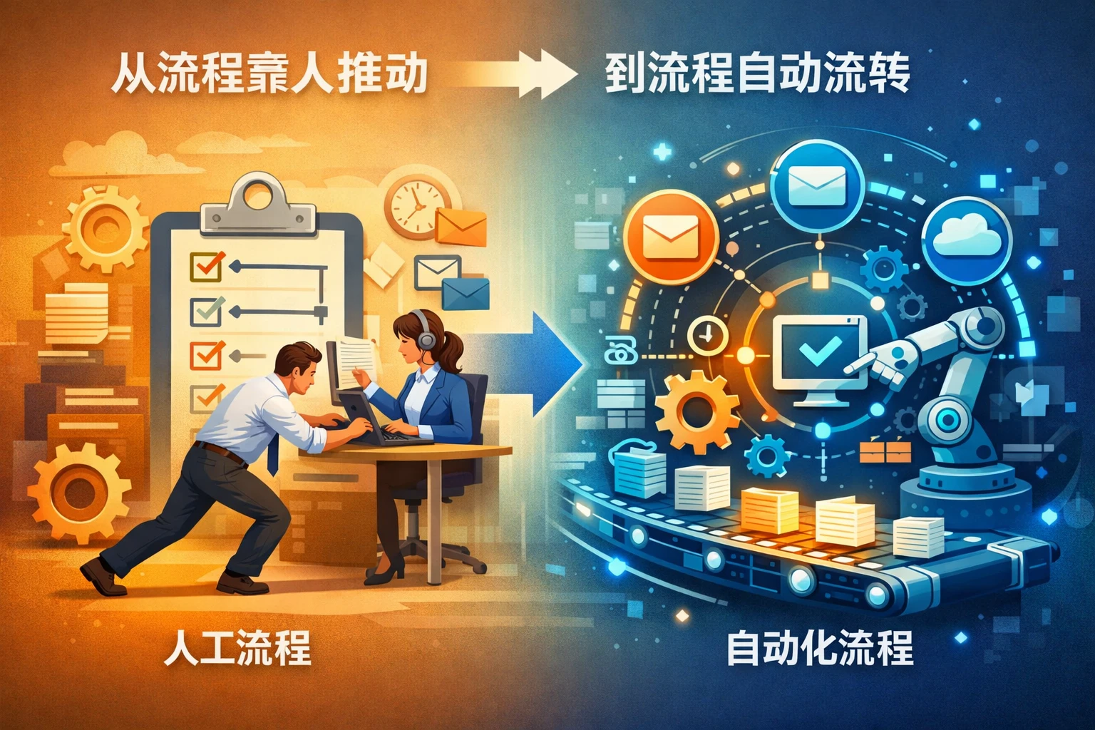 从流程靠人推动到流程自动流转
