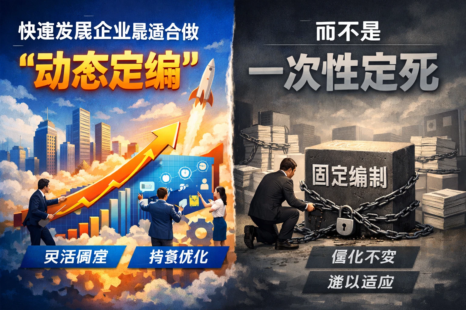 快速发展企业最适合做“动态定编”，而不是一次性定死