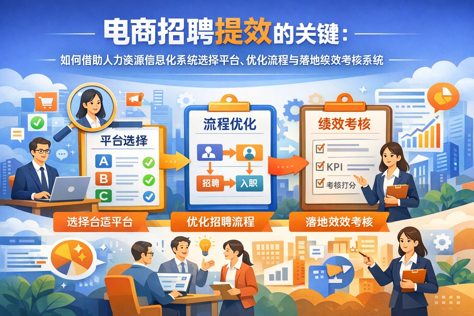 电商招聘提效的关键：如何借助人力资源信息化系统选择平台、优化流程与落地绩效考核系统
