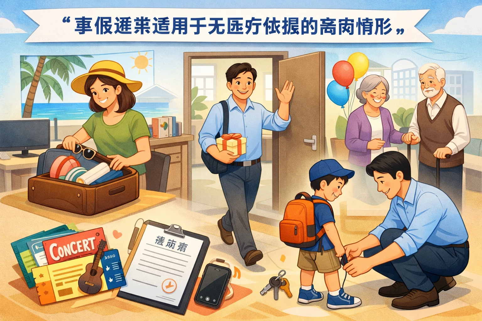 事假通常适用于无医疗依据的离岗情形