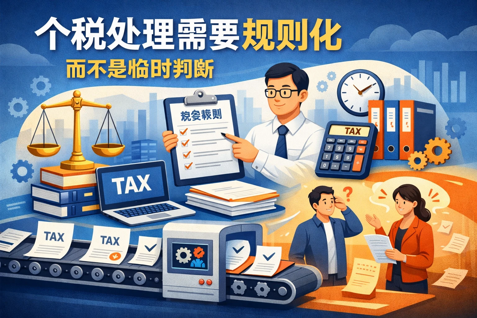 2. 个税处理需要规则化，而不是临时判断