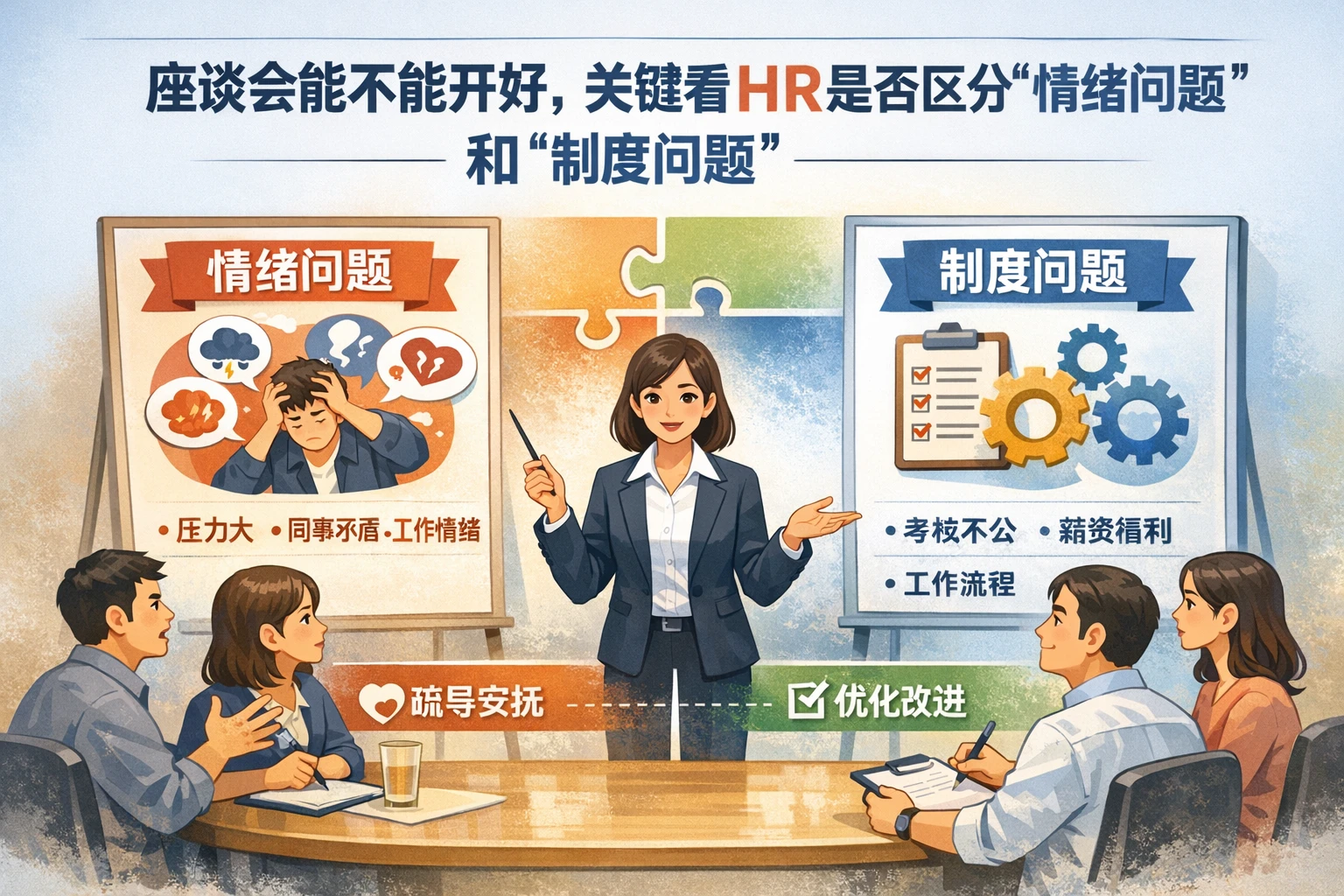 座谈会能不能开好，关键看HR是否区分“情绪问题”和“制度问题”