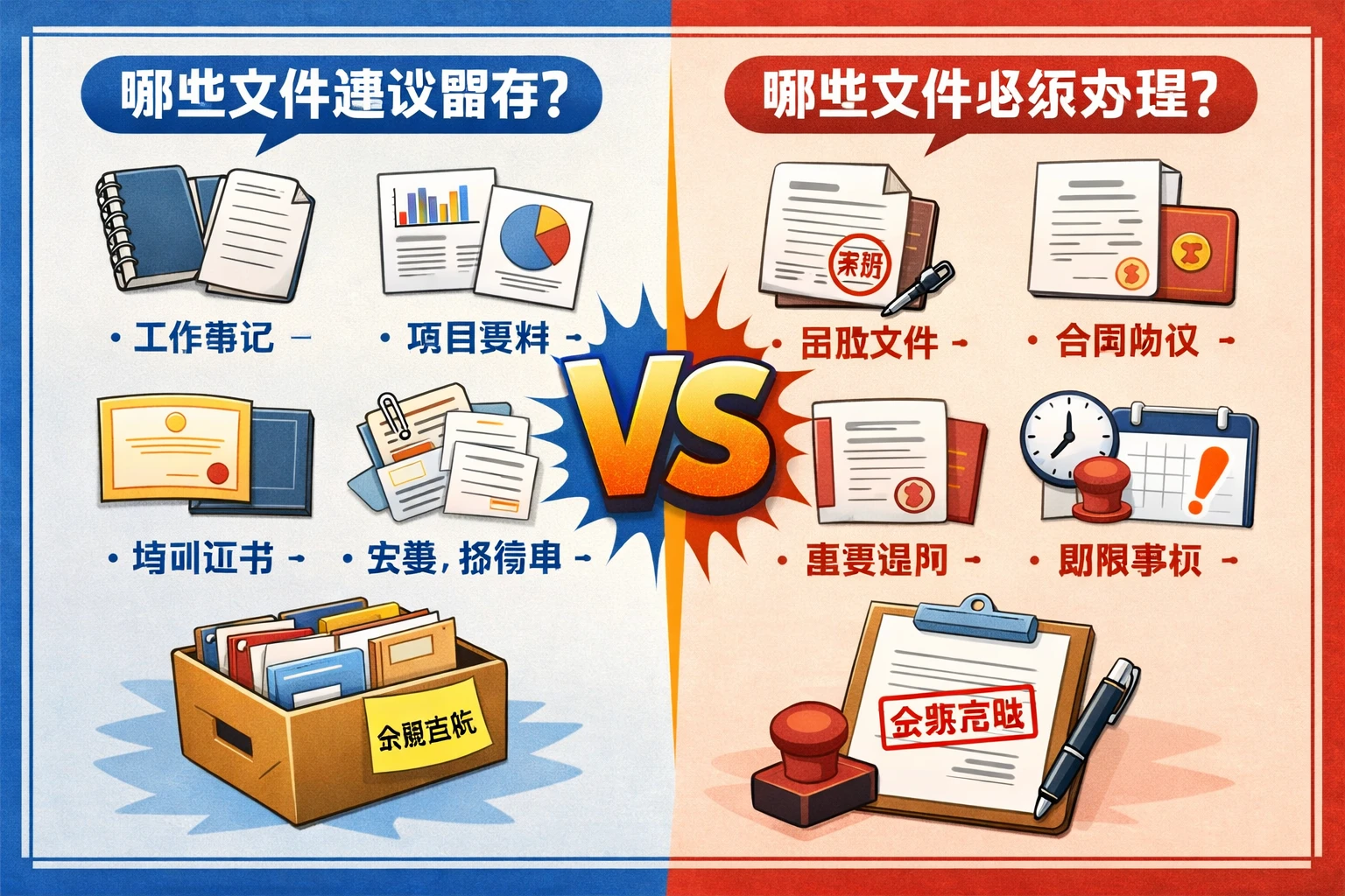 哪些文件属于“建议留存”，哪些属于“必须办理”