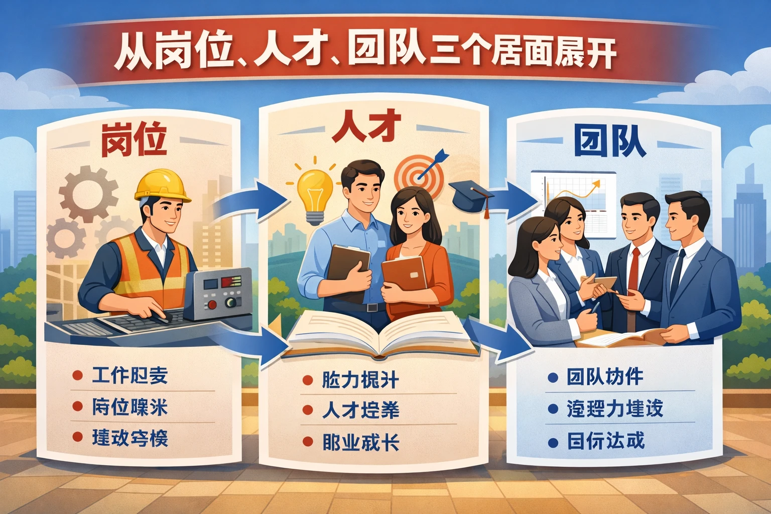 从岗位、人才、团队三个层面展开