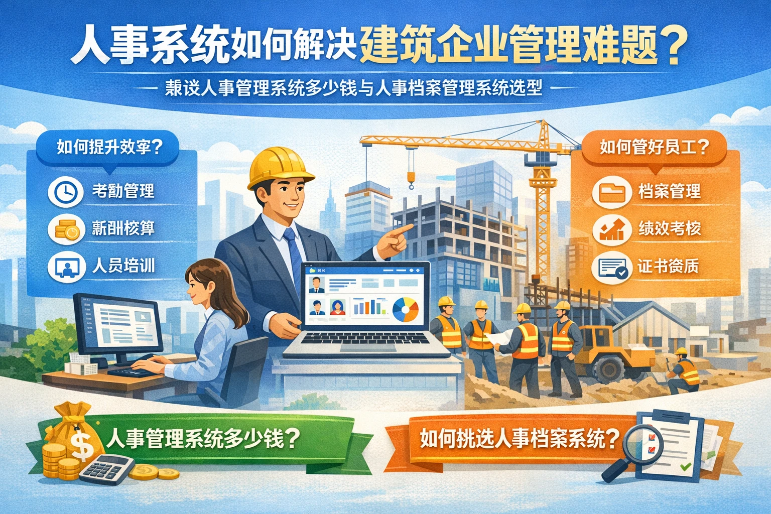 人事系统如何解决建筑企业管理难题?兼谈人事管理系统多少钱与人事档案管理系统选型