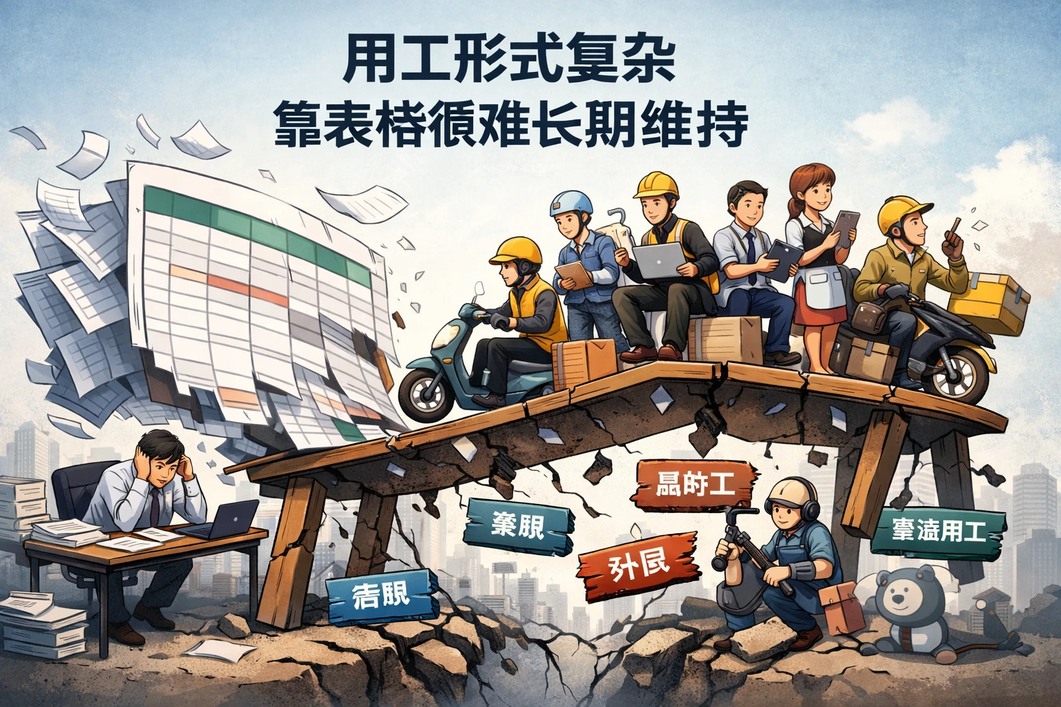 用工形式复杂,靠表格很难长期维持