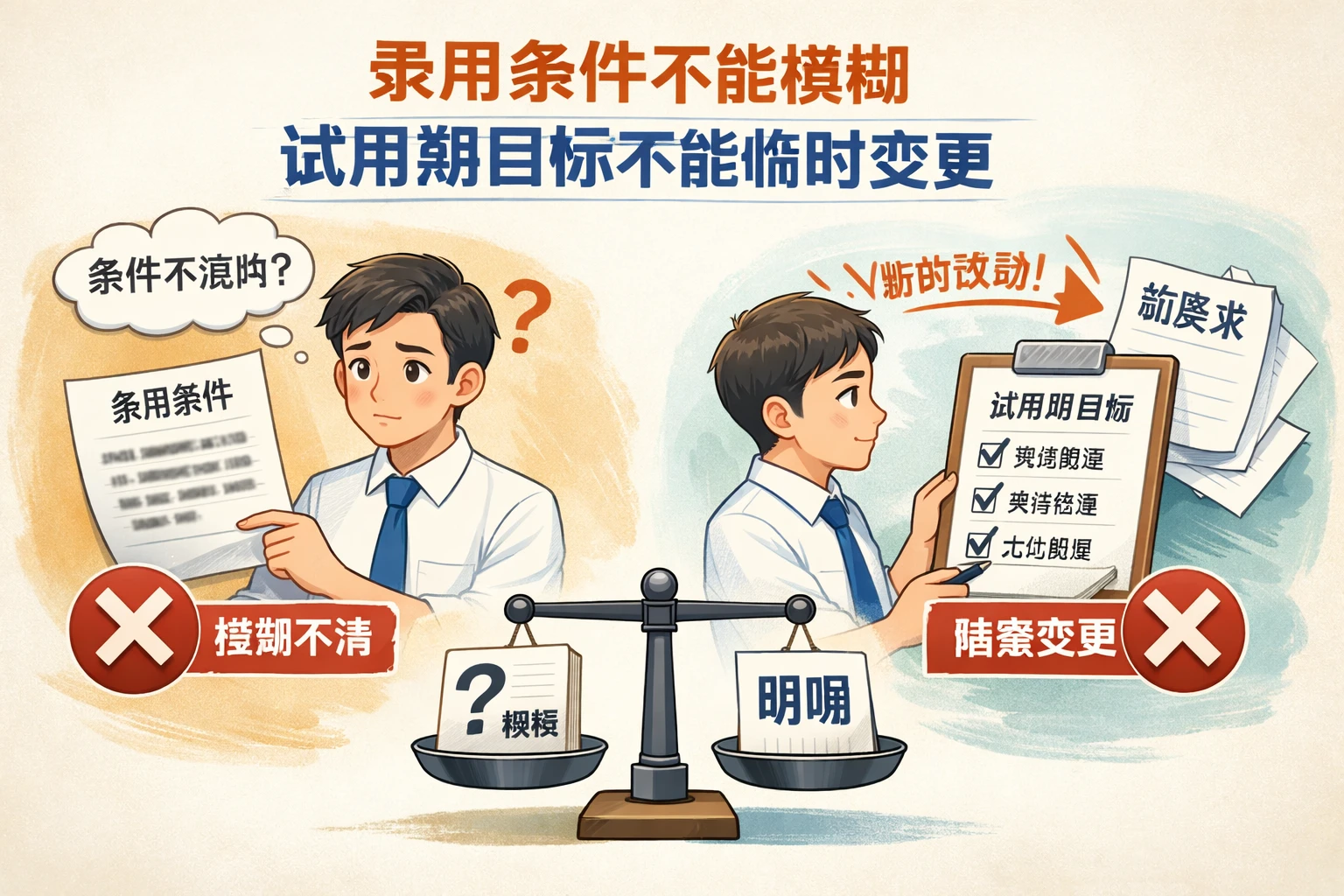 录用条件不能模糊，试用期目标不能临时变更