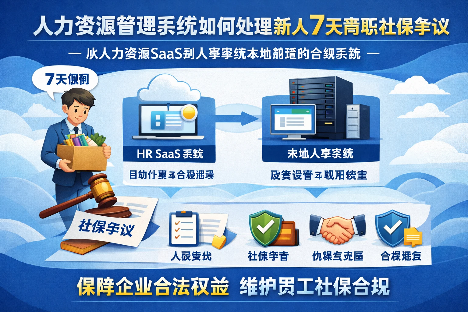 人力资源管理系统如何处理新人7天离职社保争议：从人力资源SaaS到人事系统本地部署的合规实践