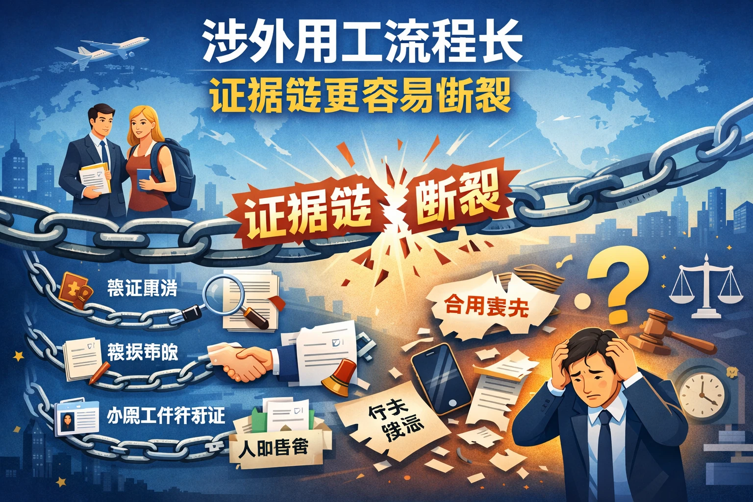 涉外用工流程长，证据链更容易断裂