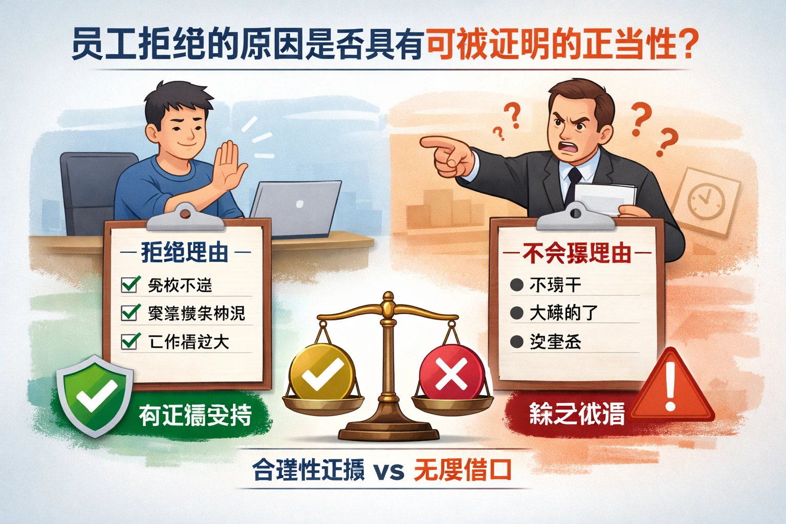 员工拒绝的原因是否具有可被证明的正当性