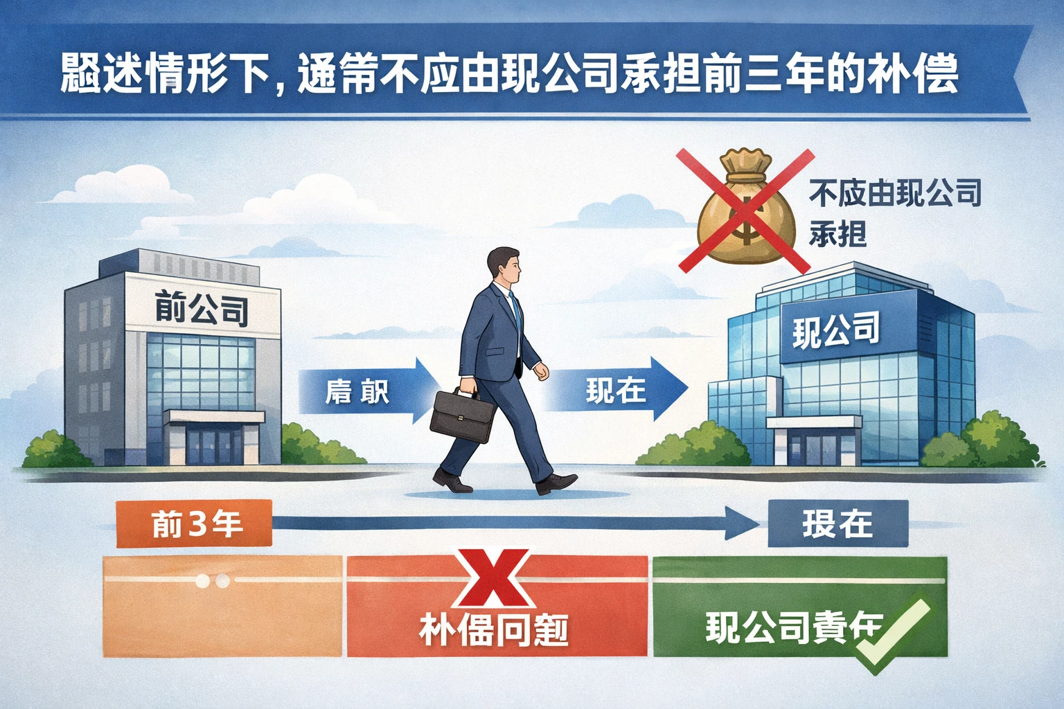 题述情形下，通常不应由现公司承担前三年的补偿