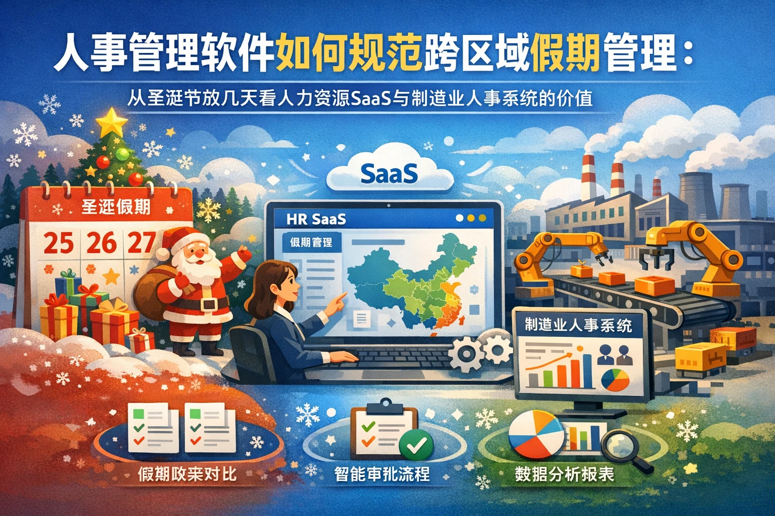 人事管理软件如何规范跨区域假期管理：从圣诞节放几天看人力资源SaaS与制造业人事系统的价值