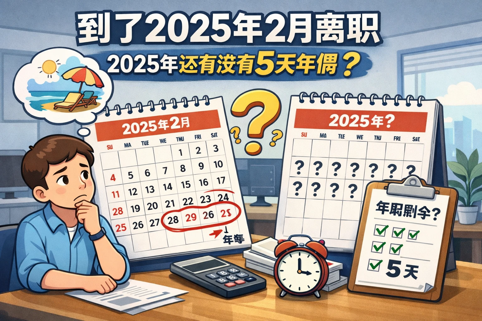 到了2025年2月离职，2025年还有没有5天年假