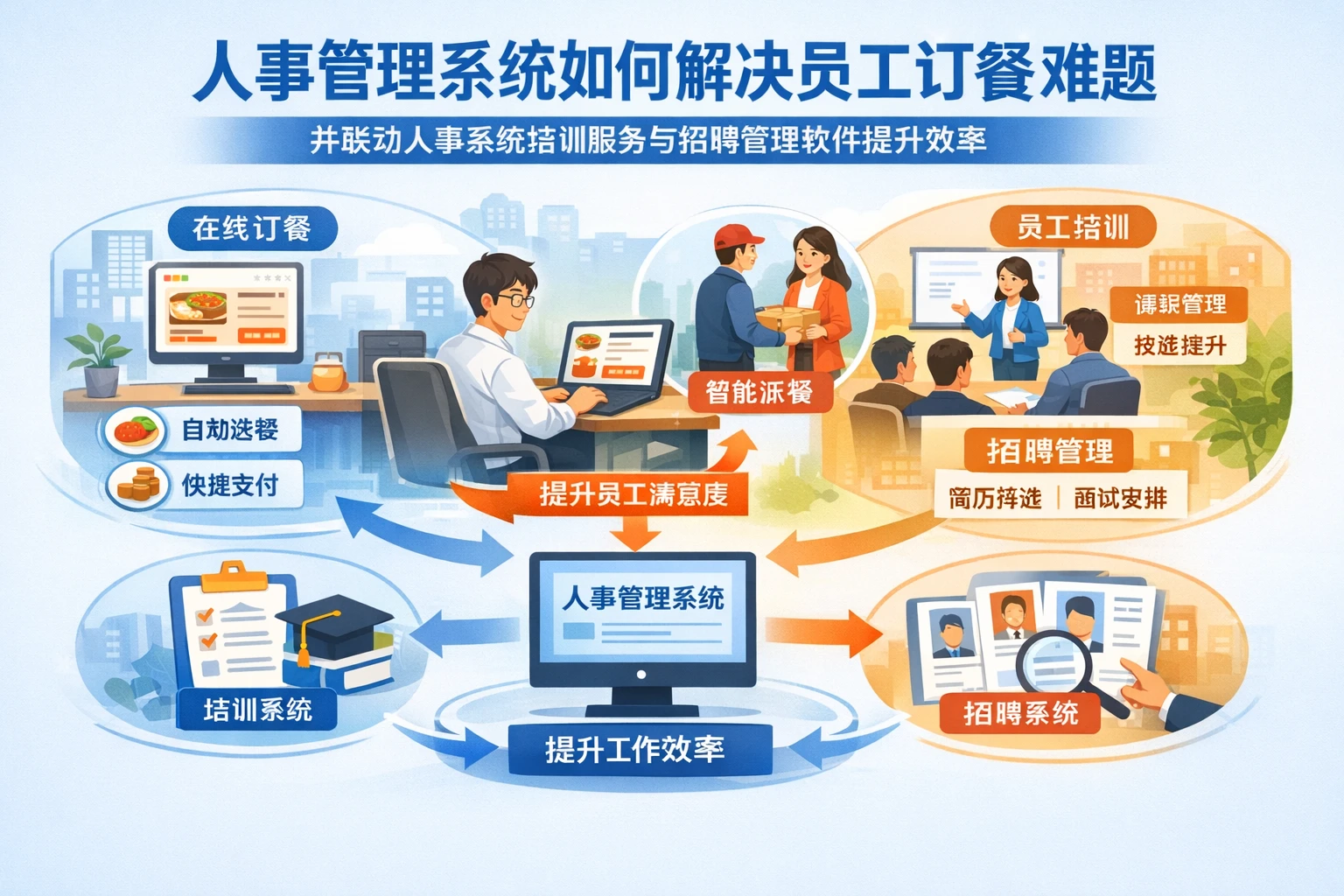 人事管理系统如何解决员工订餐难题，并联动人事系统培训服务与招聘管理软件提升效率
