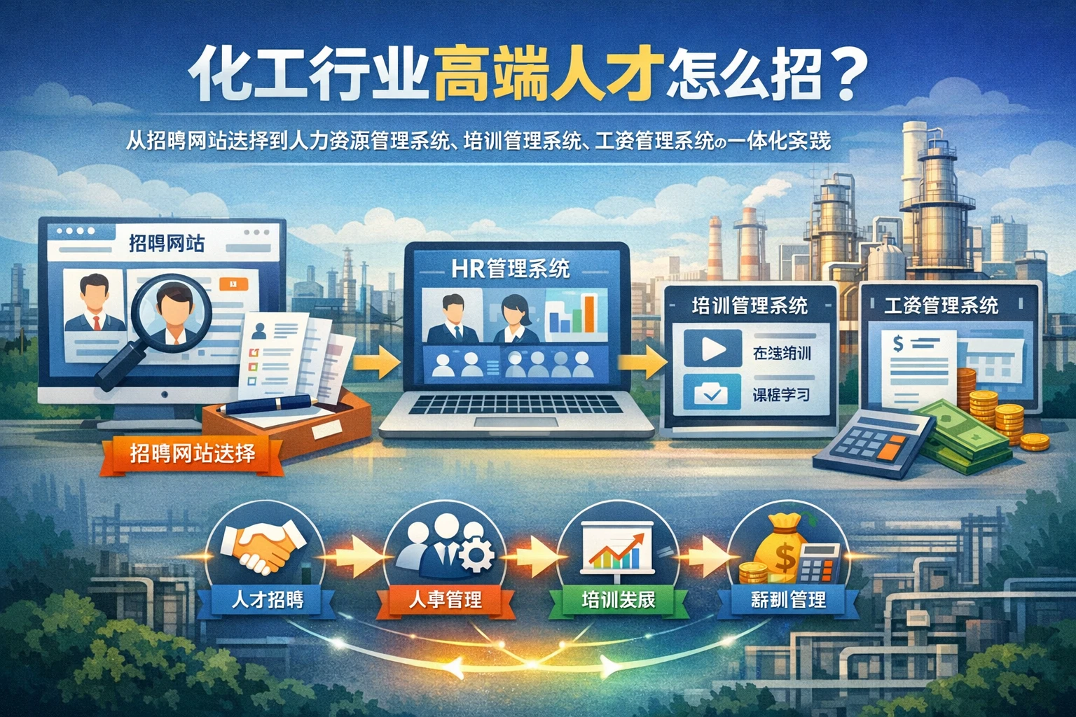 化工行业高端人才怎么招？从招聘网站选择到人力资源管理系统、培训管理系统、工资管理系统的一体化实践