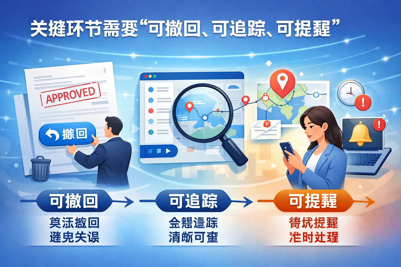 关键环节需要“可撤回、可追踪、可提醒”