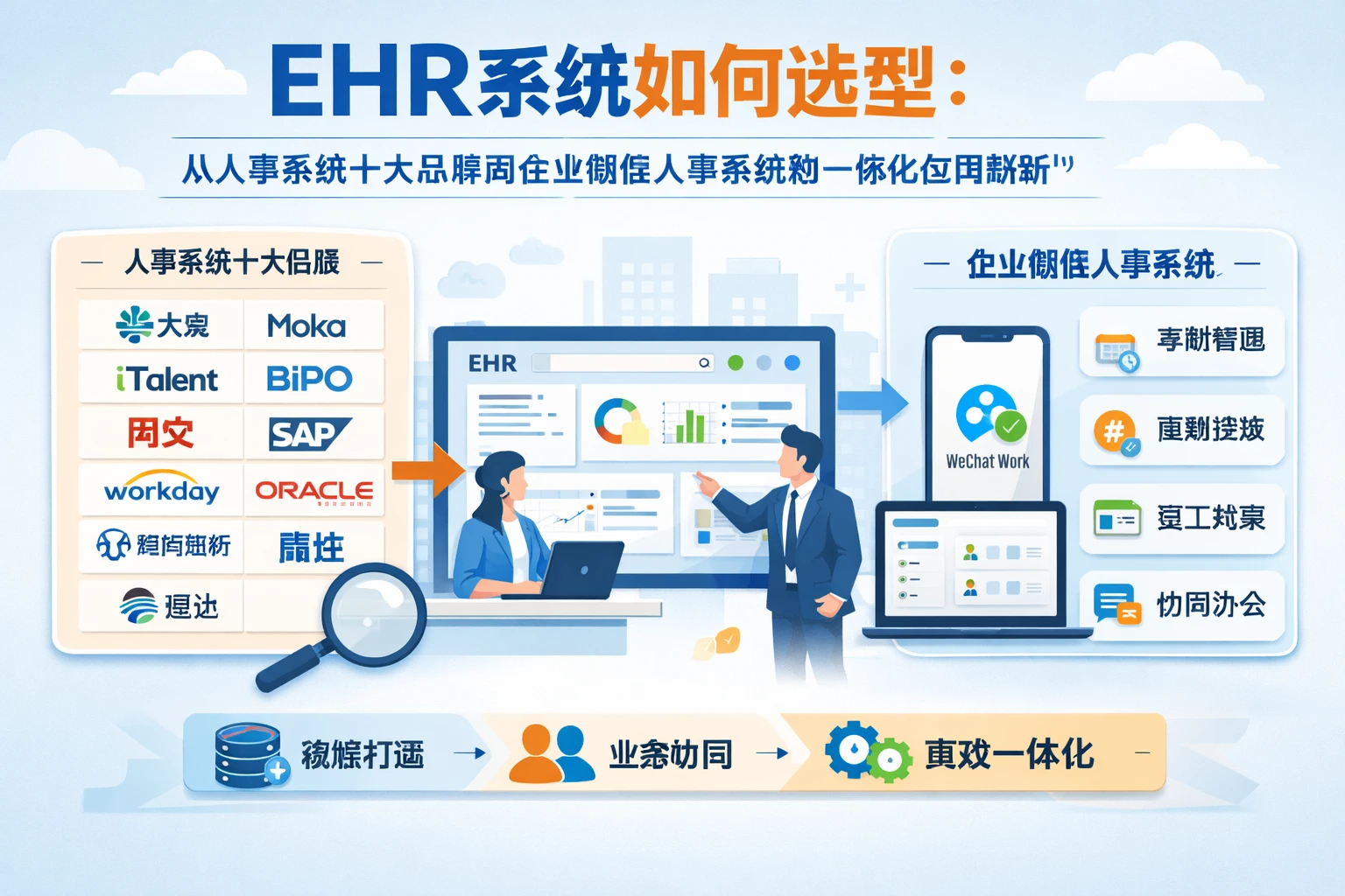 ehr系统如何选型：从人事系统十大品牌到企业微信人事系统的一体化应用解析
