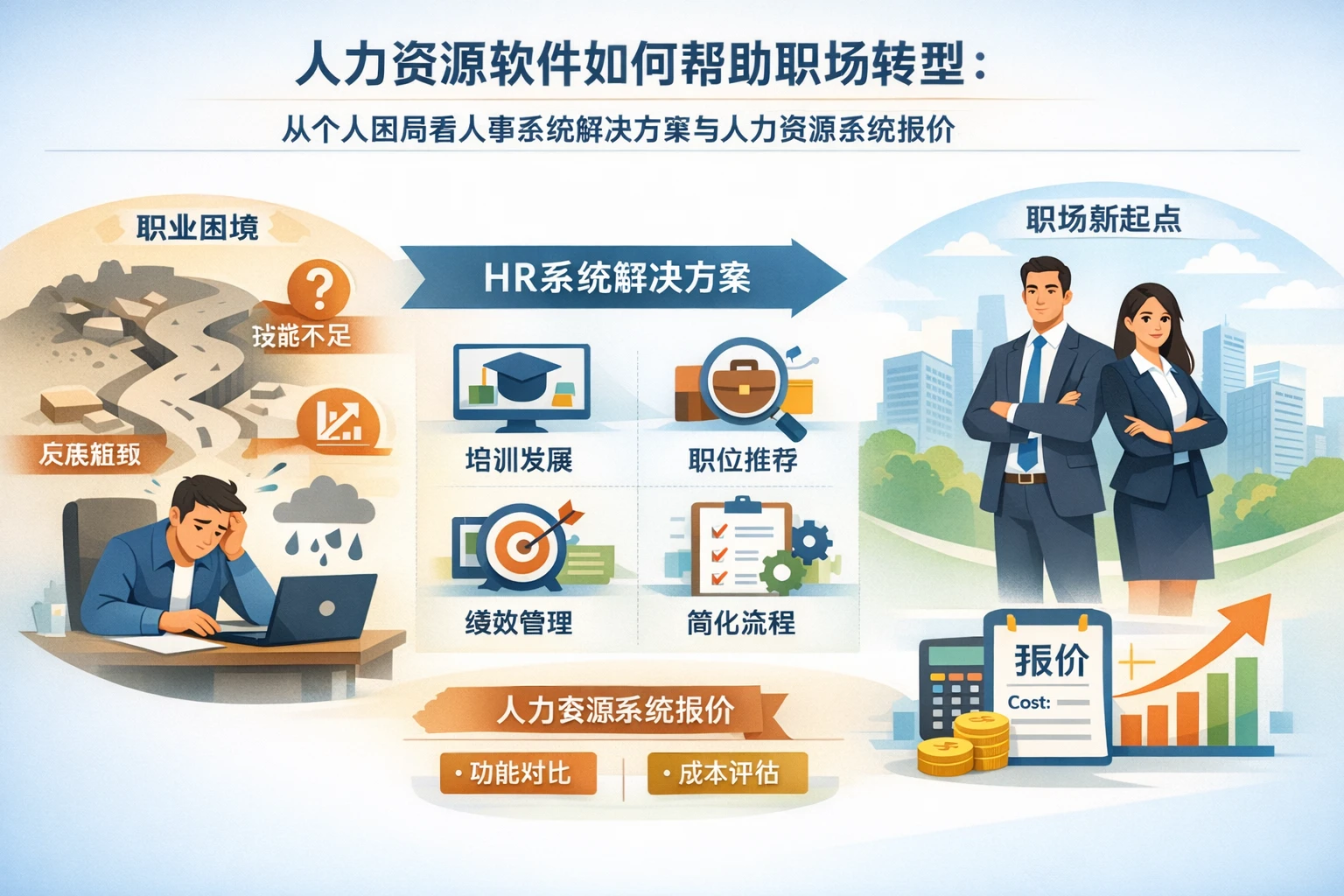 人力资源软件如何帮助职场转型：从个人困局看人事系统解决方案与人力资源系统报价
