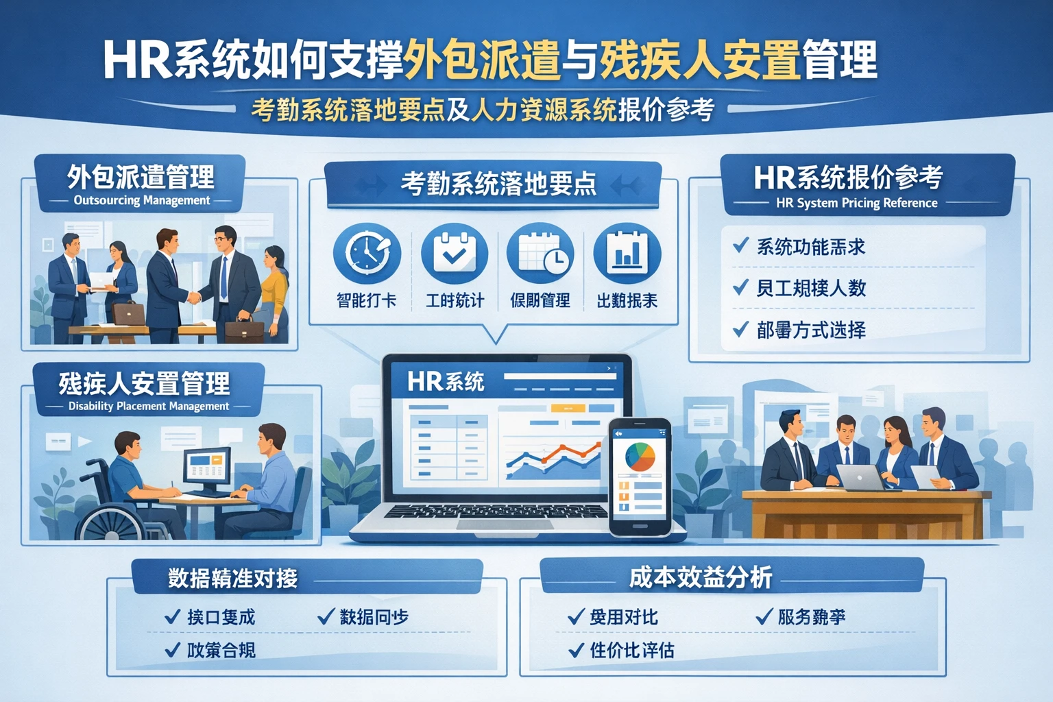 HR系统如何支撑外包派遣与残疾人安置管理：考勤系统落地要点及人力资源系统报价参考