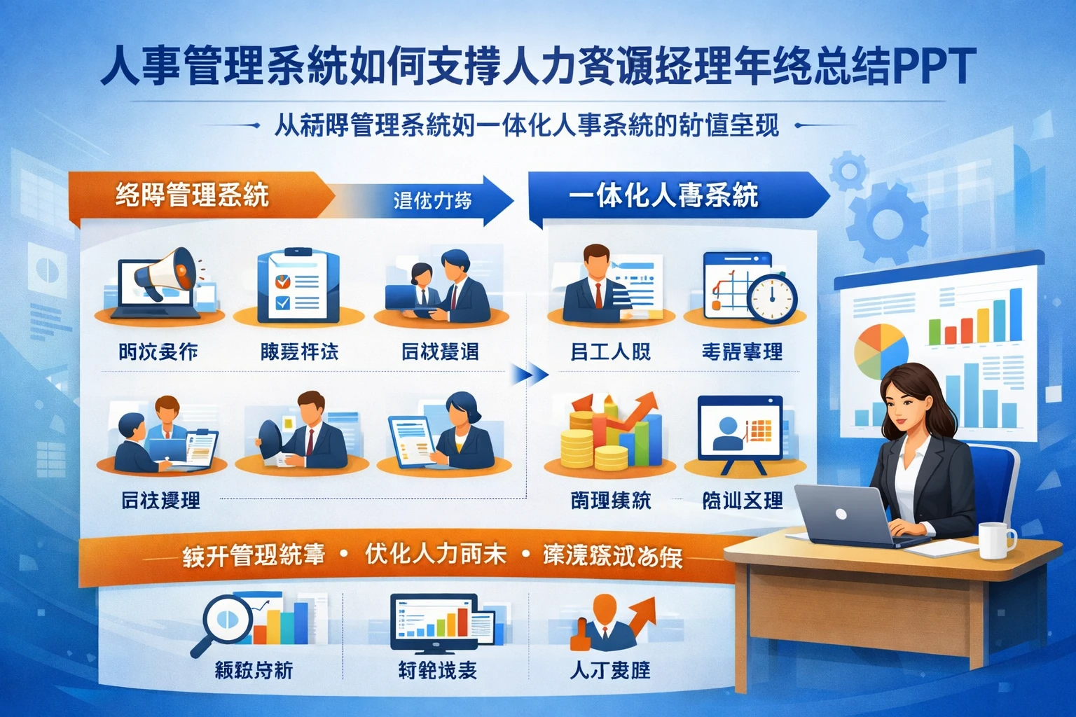 人事管理系统如何支撑人力资源经理年终总结PPT:从招聘管理系统到一体化人事系统的价值呈现