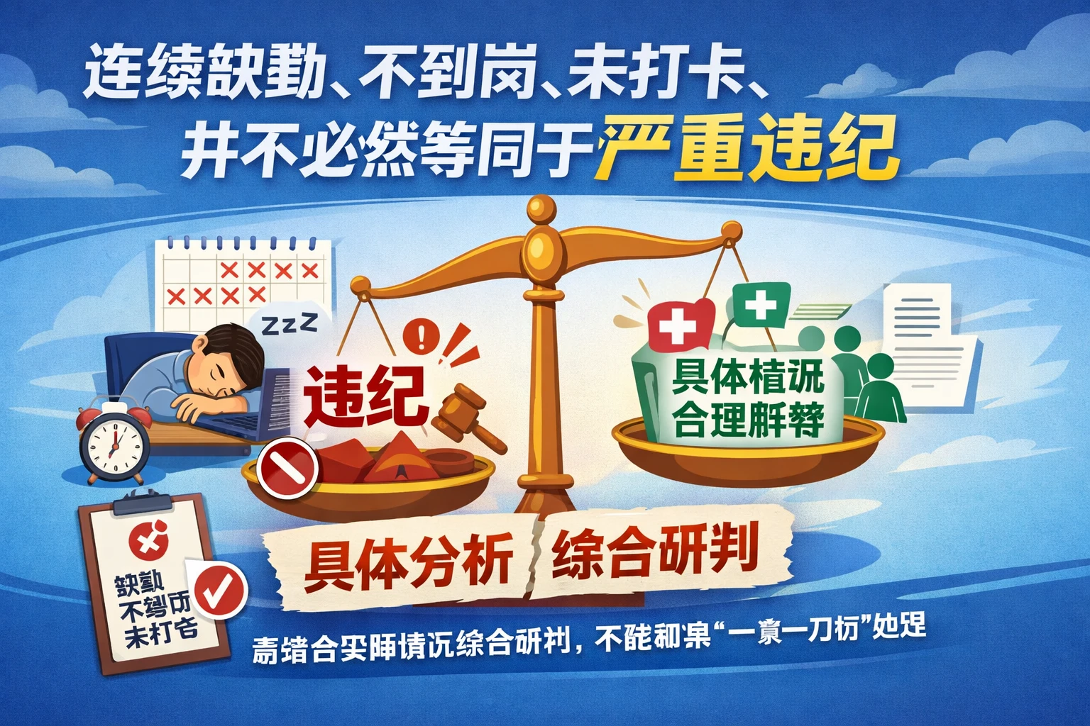 连续缺勤、不到岗、未打卡，并不必然等同于严重违纪