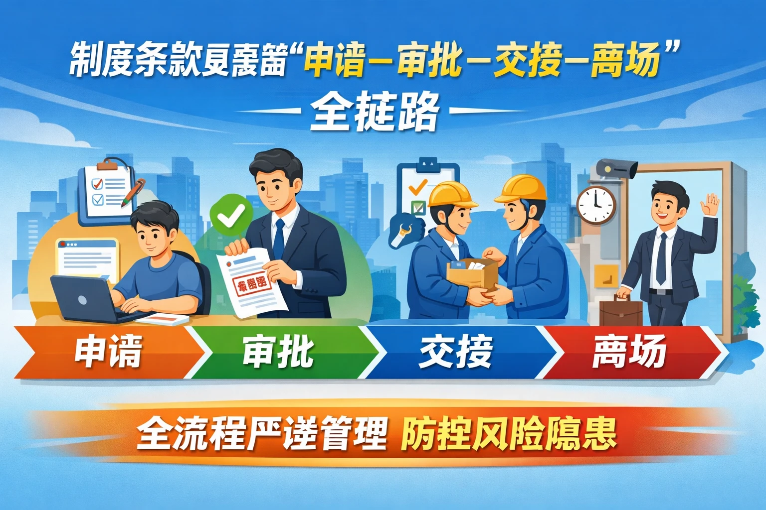 制度条款要覆盖“申请—审批—交接—离场”全链路