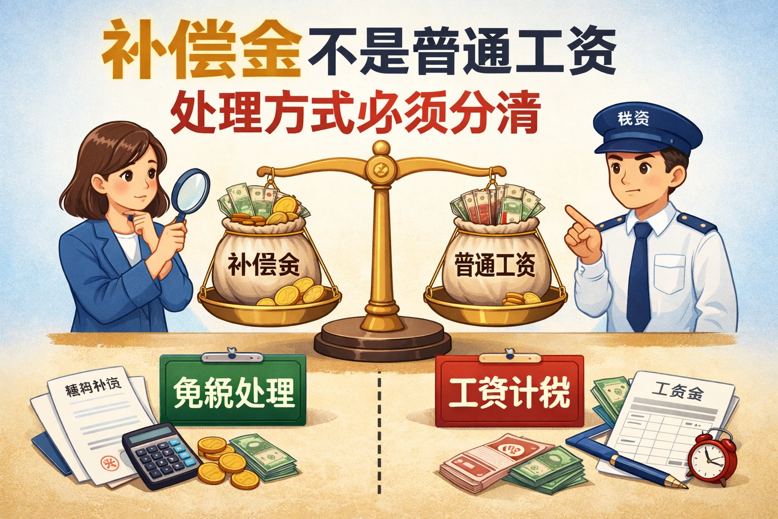 补偿金不是普通工资，处理方式必须分清