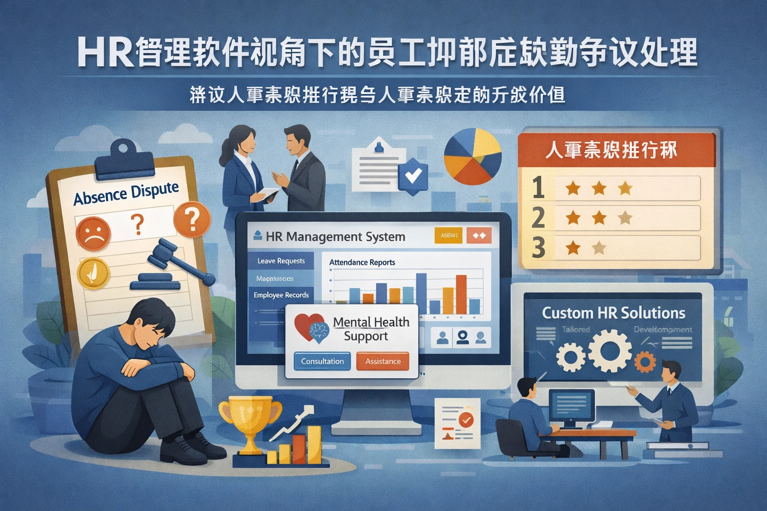 HR管理软件视角下的员工抑郁症缺勤争议处理:兼谈人事系统排行榜与人事系统定制开发价值