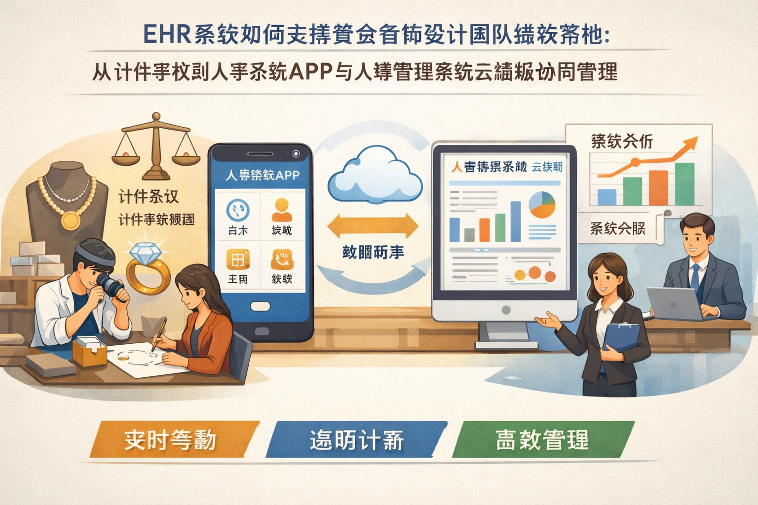 ehr系统如何支撑黄金首饰设计团队绩效落地：从计件争议到人事系统APP与人事管理系统云端版协同管理