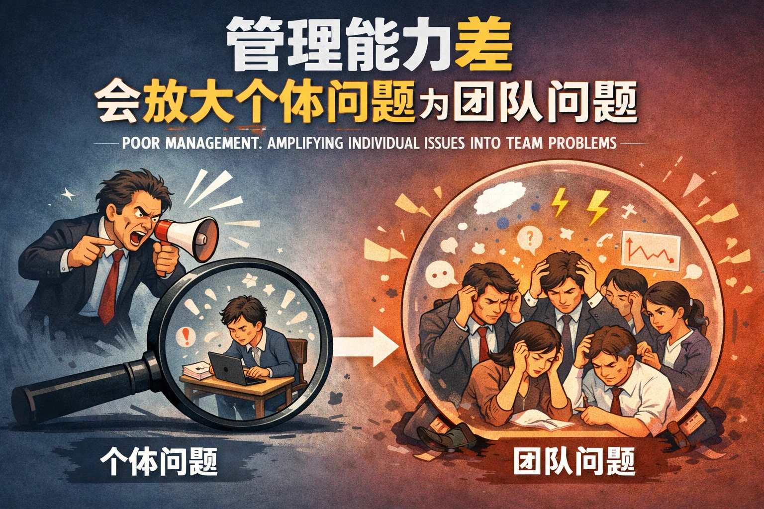 管理能力差，会放大个体问题为团队问题