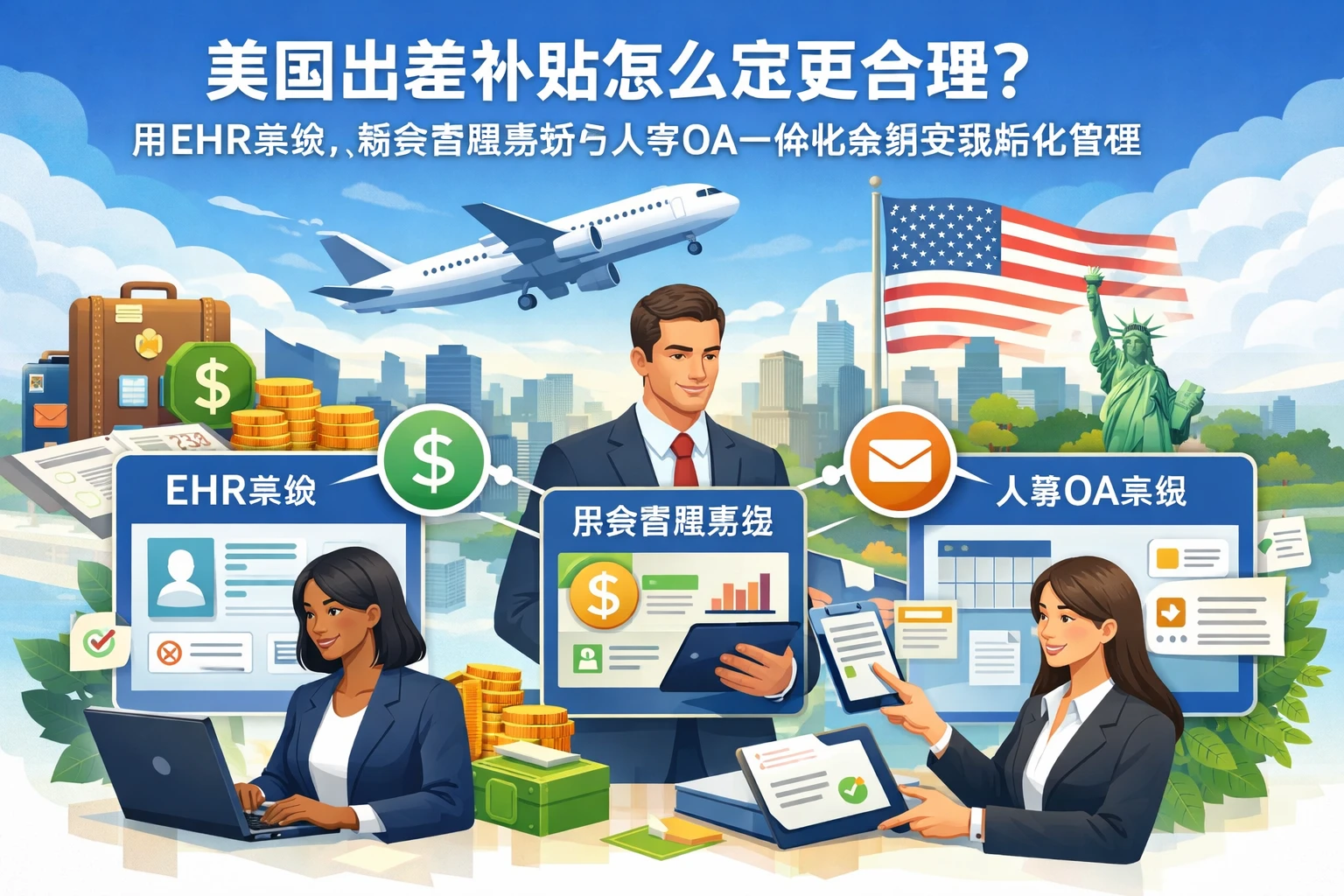 美国出差补贴怎么定更合理?用ehr系统、薪资管理系统与人事OA一体化系统实现标准化管理