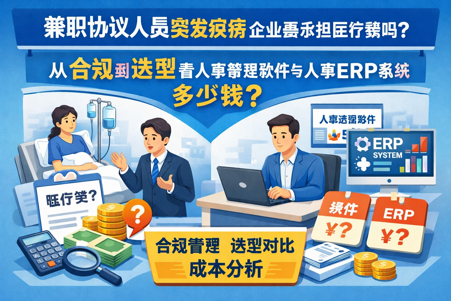 兼职协议人员突发疾病企业要承担医疗费吗?从合规到选型看人事管理软件与人事ERP系统多少钱