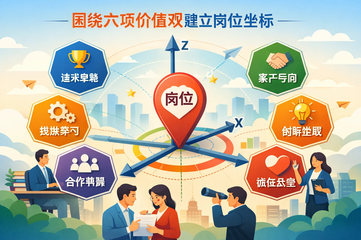 围绕六项价值观建立岗位坐标