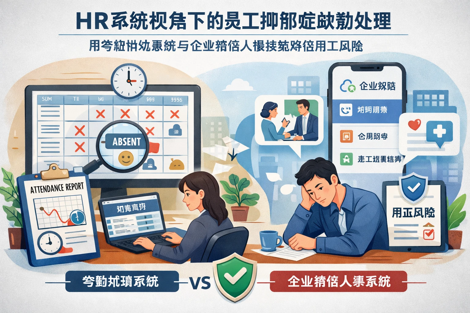 HR系统视角下的员工抑郁症缺勤处理:用考勤排班系统与企业微信人事系统降低用工风险