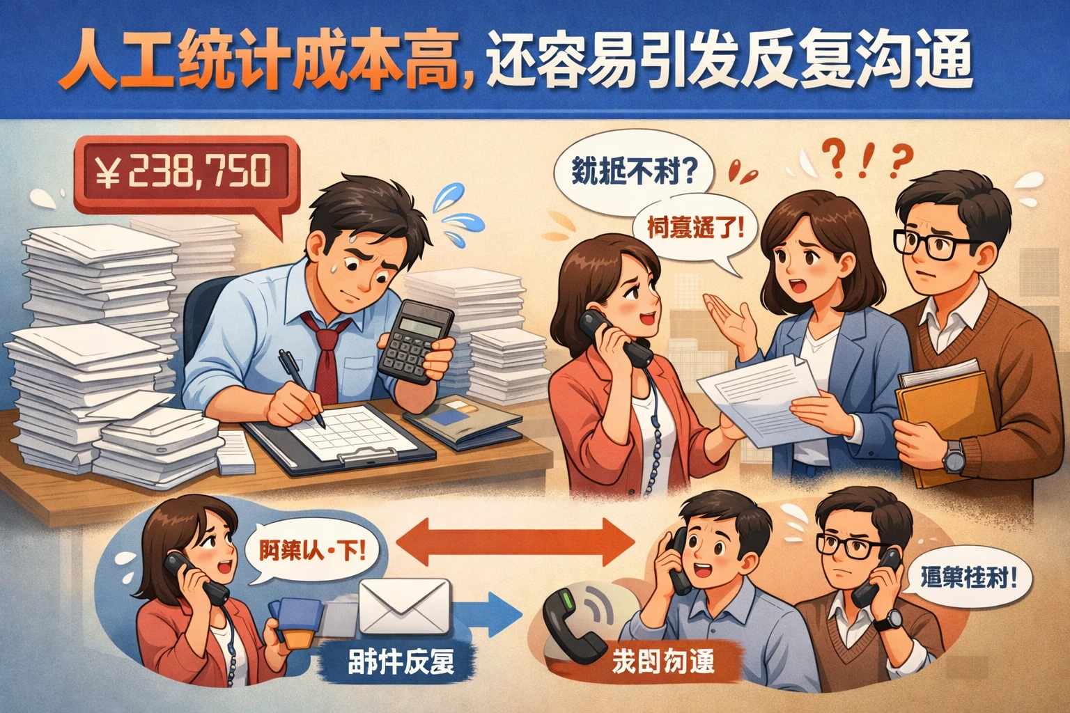 人工统计成本高，还容易引发反复沟通