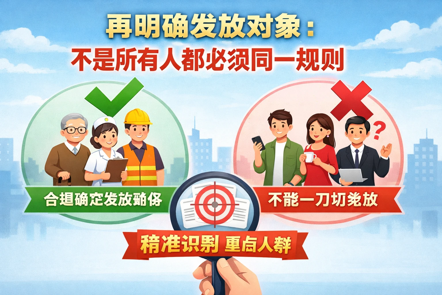 再明确发放对象：不是所有人都必须同一规则